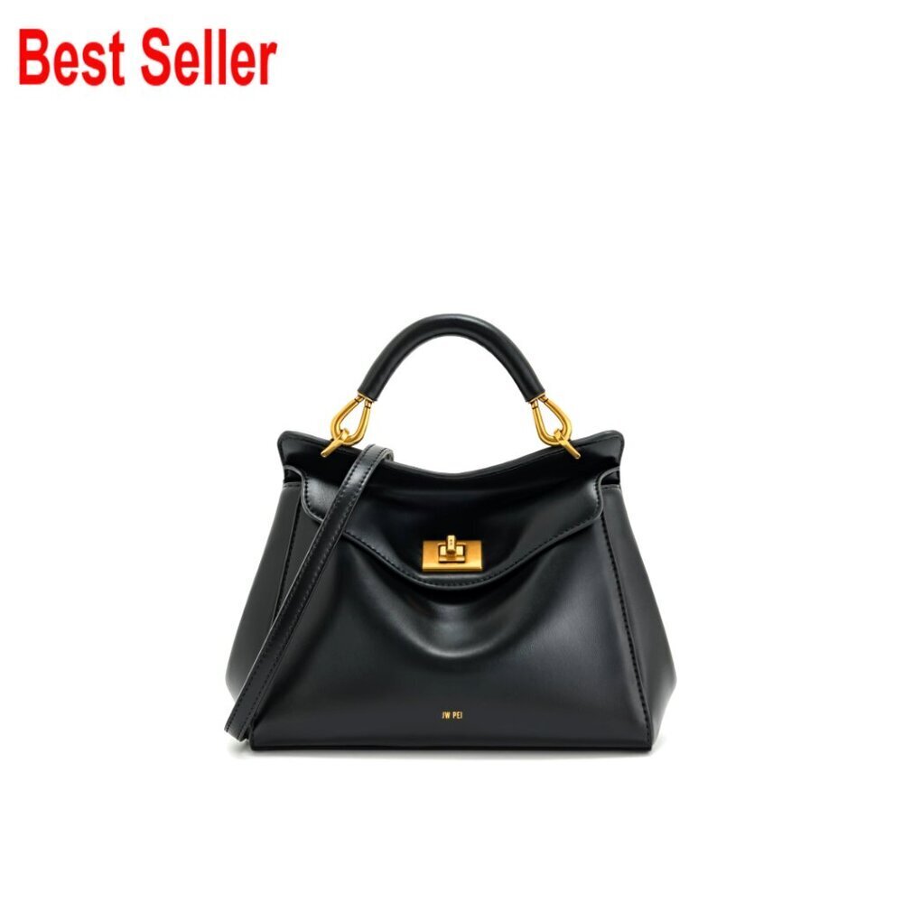 Vegan Leather Top Handle Bag with Adjustable Crossbody Strap